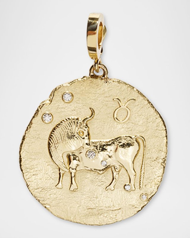 18K Yellow Gold Of The Stars Coin Pendant, Taurus